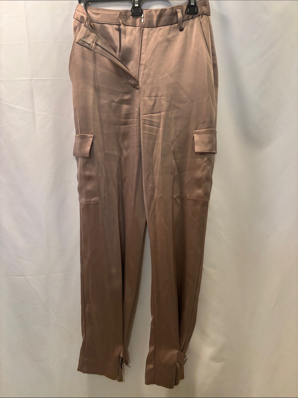 Babaton Rose Blush Satin Trousers with pockets - size 0